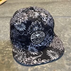 ROARK Fear the Sea Gardens Snapback Hat Cap Yupoong Floral Botanical Black White